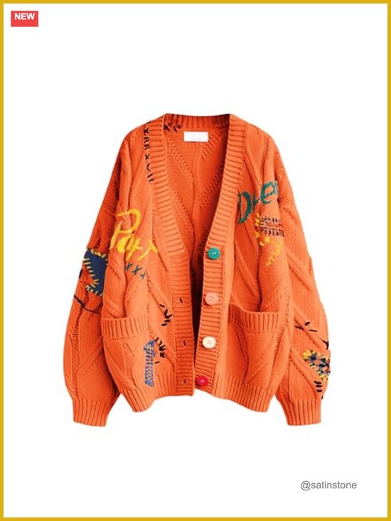 Sweaters - Women's Cable Knit Long Sleeve Open Front Cardigan V-Neck Button Down